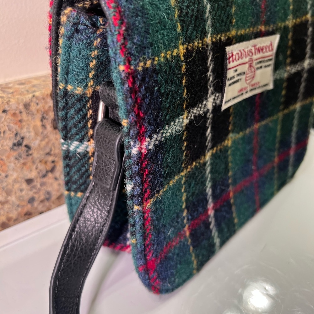 Harris Tweed Women's Crossbody Purse Bag Green & Black, 8x7x3” Scotland - Picture 7 of 12
